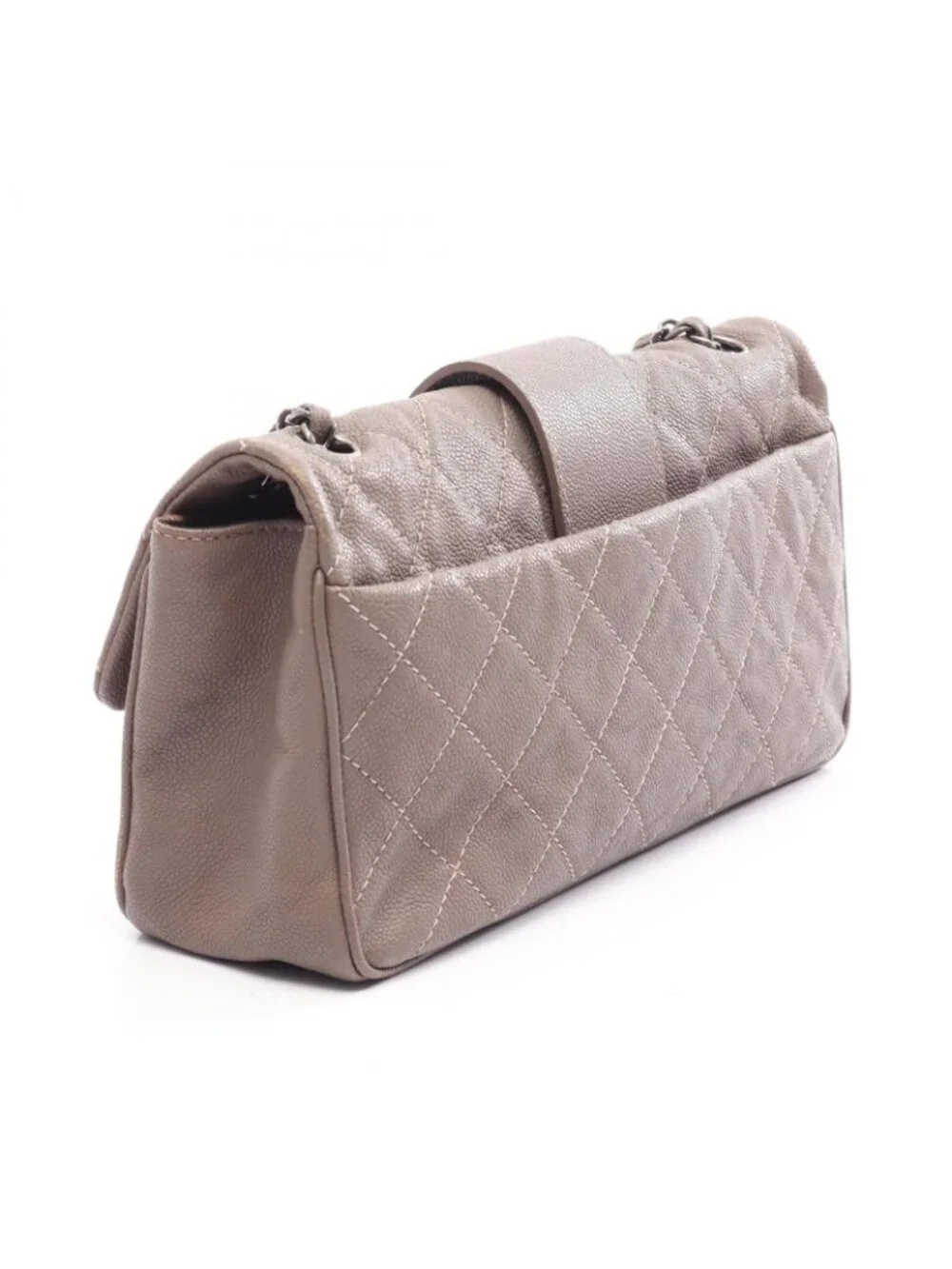 Chanel Shoulder Bag 2.55 Quilted Chain Gray Caviar Leather